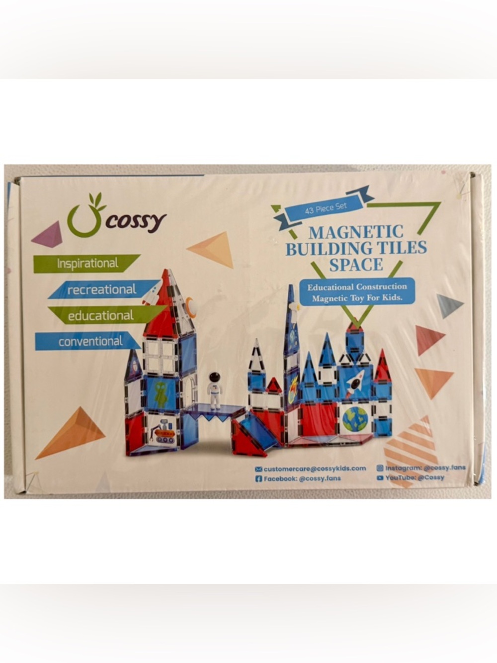 Magnetic Building Tiles 43pc Set STEM Kids Toy Educational Blocks NEW
